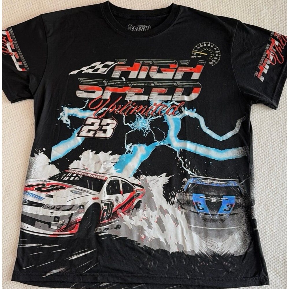 Fresh Laundry High Speed Unlimited Racing Graphic T-Shirt Men’s Large Drift Cars